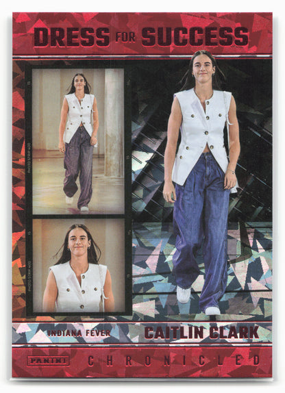 2025 Panini Caitlin Clark Chronicled #63 Caitlin Clark Red Cracked Ice 27537