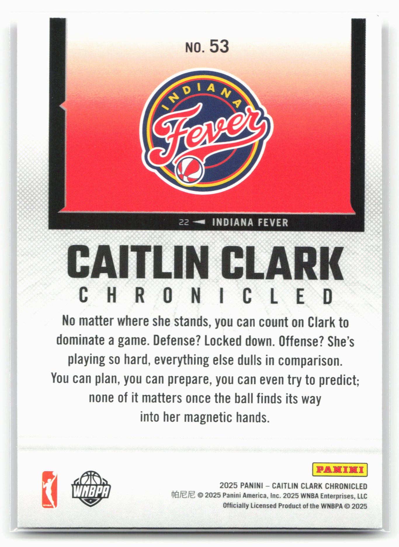 2025 Panini Caitlin Clark Chronicled #53 Caitlin Clark Red Holo 27541