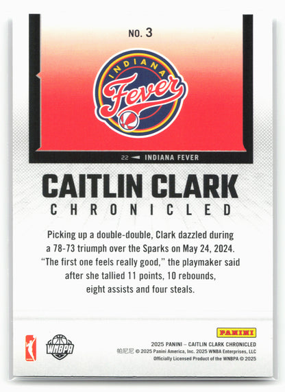 2025 Panini Caitlin Clark Chronicled #3 Caitlin Clark Holo 27543