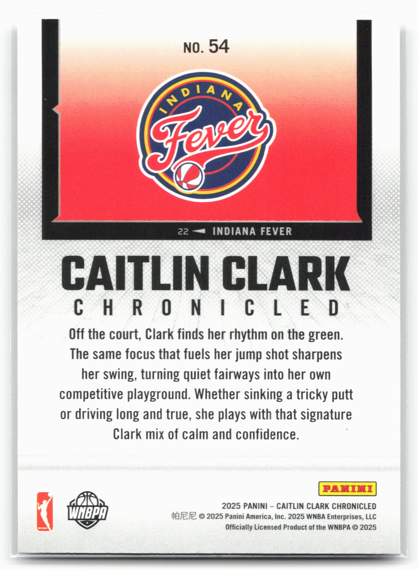 2025 Panini Caitlin Clark Chronicled #54 Caitlin Clark Holo 27547