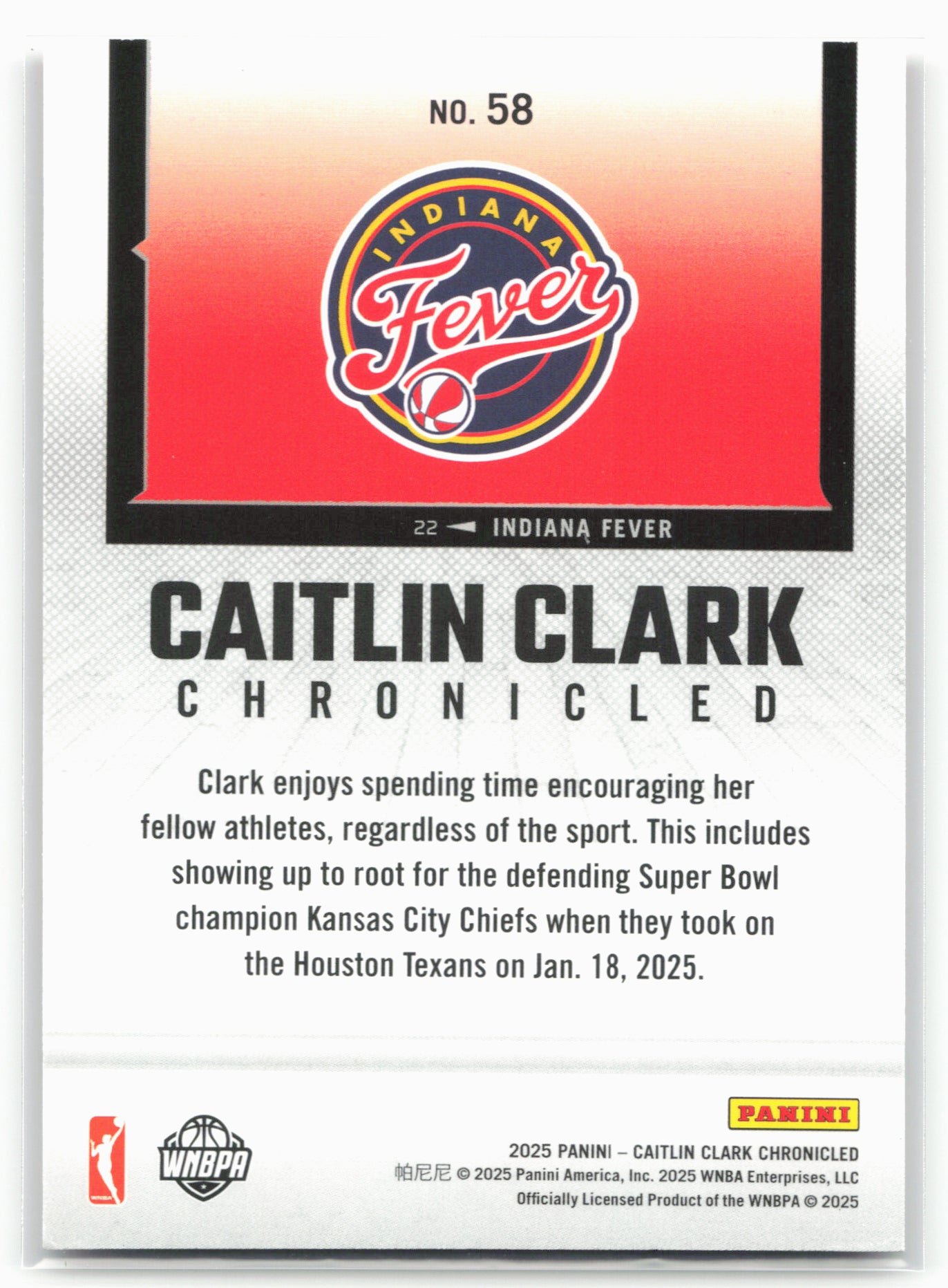 2025 Panini Caitlin Clark Chronicled #58 Caitlin Clark Red Cracked Ice 27548
