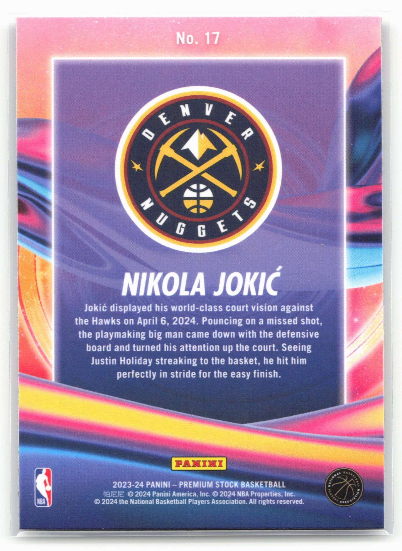 2023-24 Hoops Premium Stock #17 Nikola Jokic Anti Gravity 27551