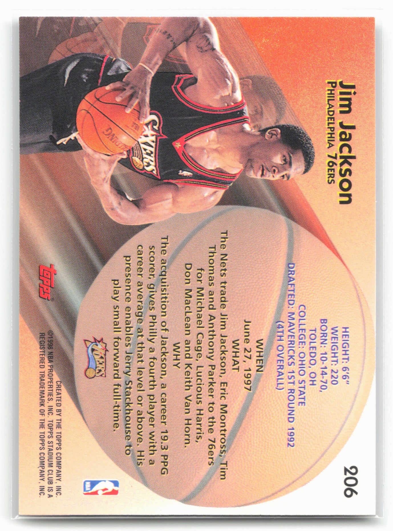 1997-98 Stadium Club #206 Jim Jackson 27554