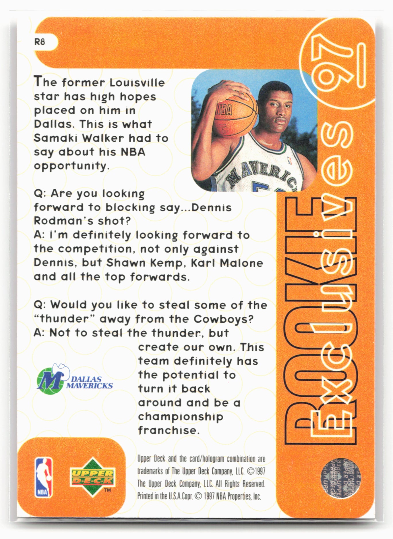 1996-97 Upper Deck #R8 Samaki Walker Rookie Exclusives 27559