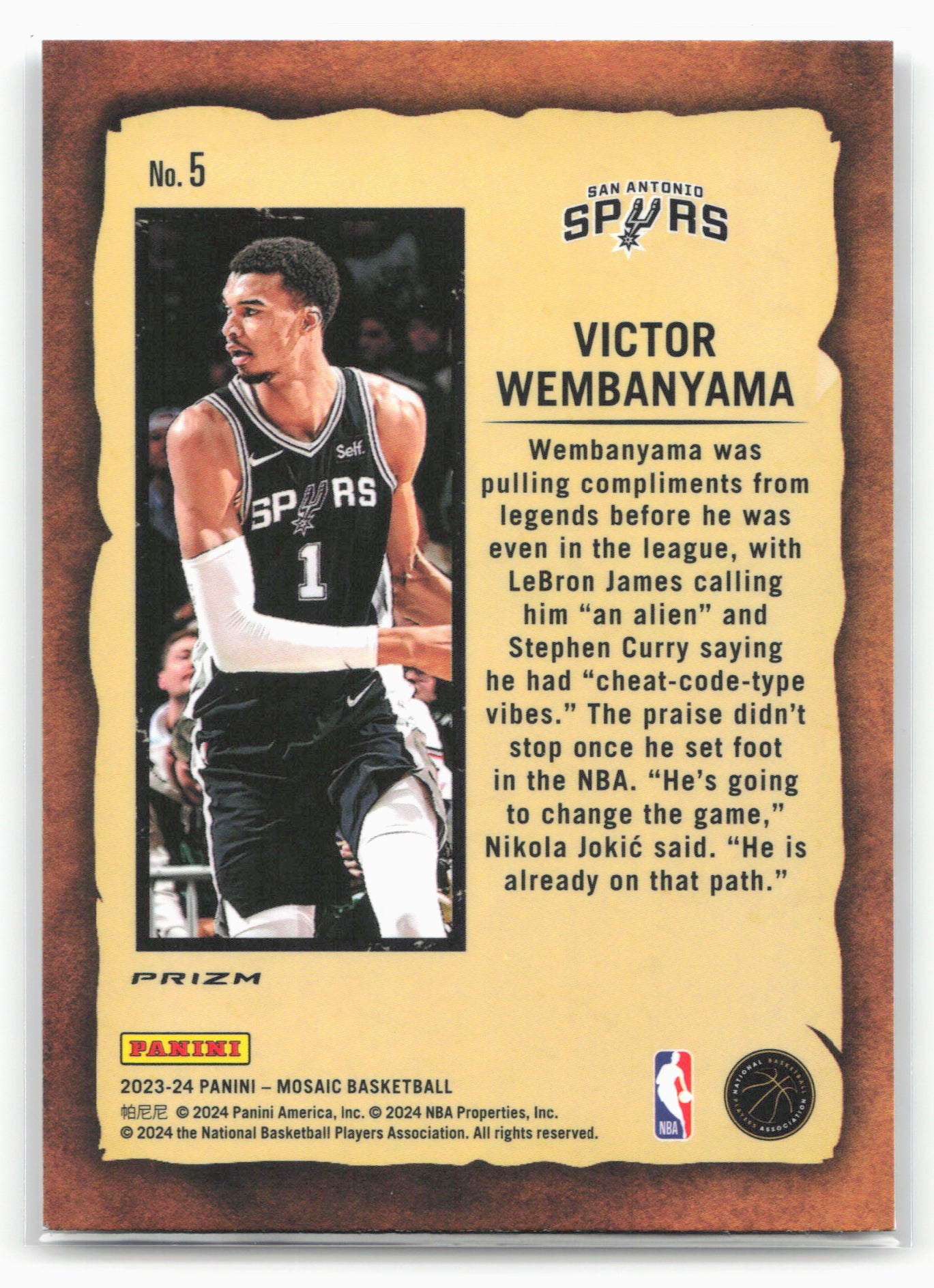 2023-24 Panini Mosaic #5 Victor Wembanyama Notoriety Mosaic