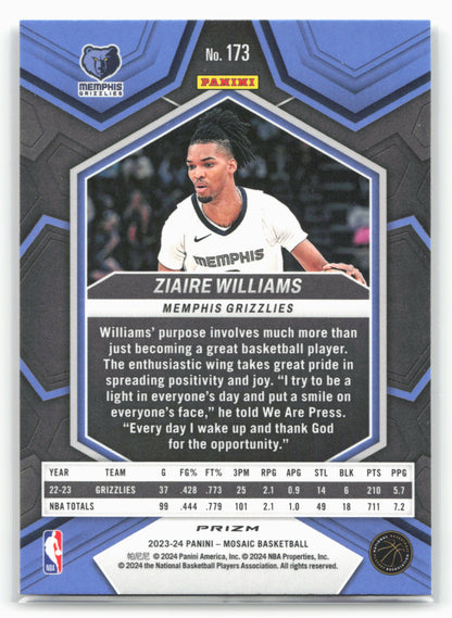 2023-24 Panini Mosaic #173 Ziaire Williams Mosaic 27598