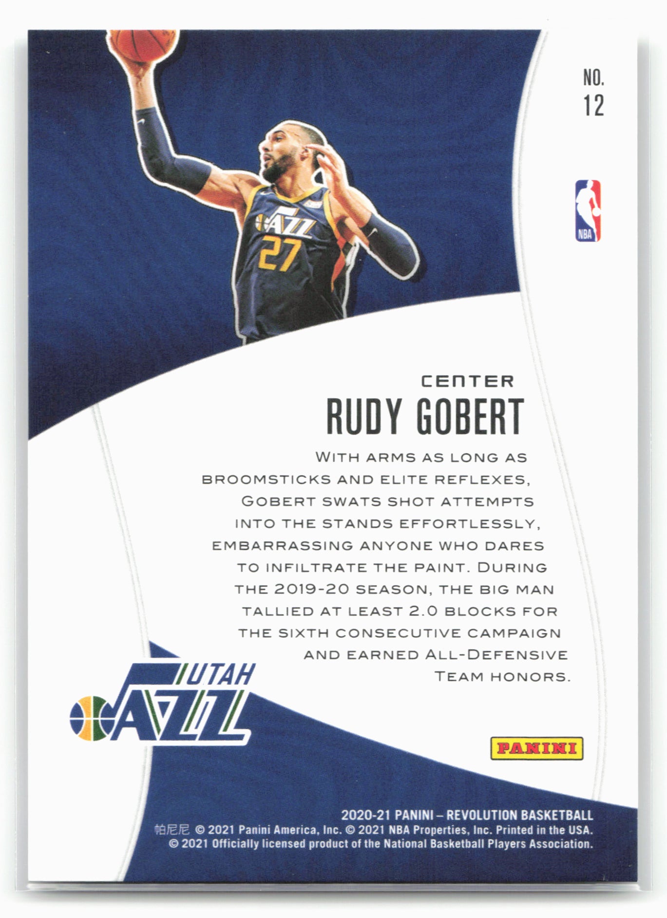 2020-21 Panini Revolution #12 Rudy Gobert Shock Wave