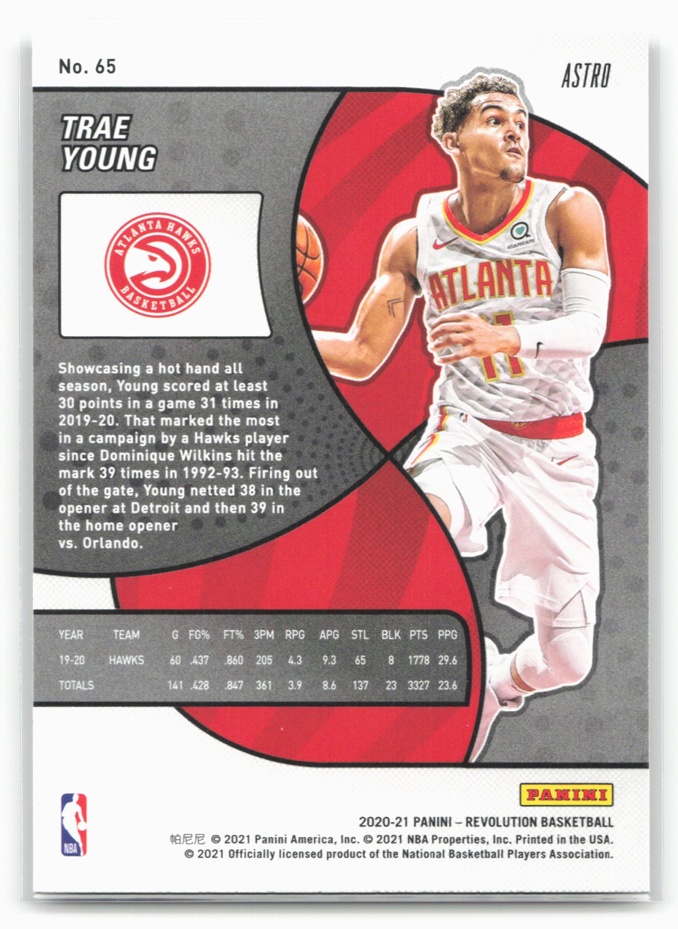 2020-21 Panini Revolution #65 Trae Young Astro
