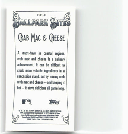 2024 Topps Allen & Ginter #BB-6 Crab Mac &amp; Cheese Mini Ballpark Bites