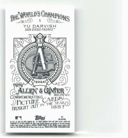2024 Topps Allen & Ginter #5 Yu Darvish Mini A & G Back