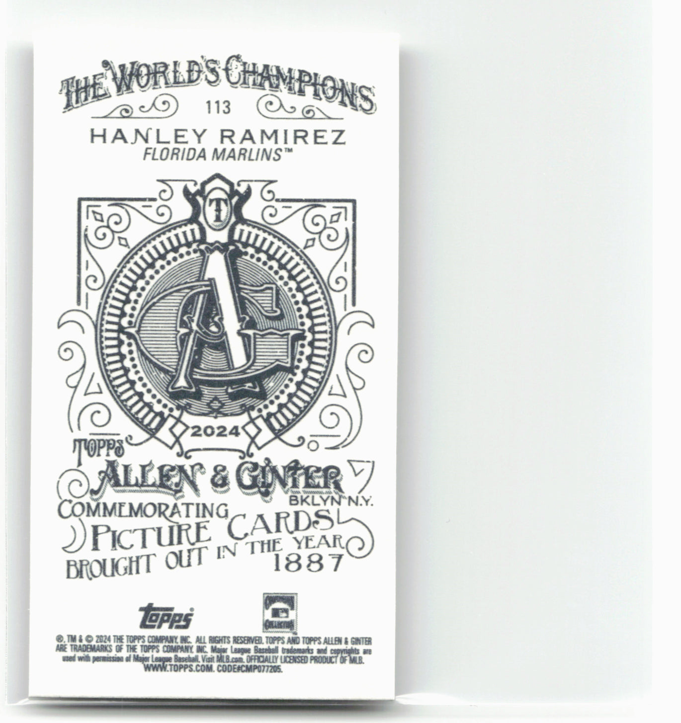 2024 Topps Allen & Ginter #113 Hanley Ramirez Mini A & G Back