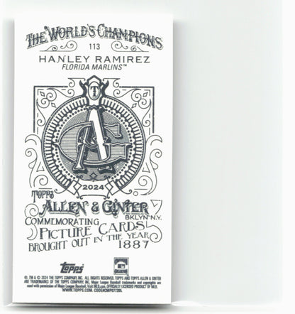 2024 Topps Allen & Ginter #113 Hanley Ramirez Mini A & G Back