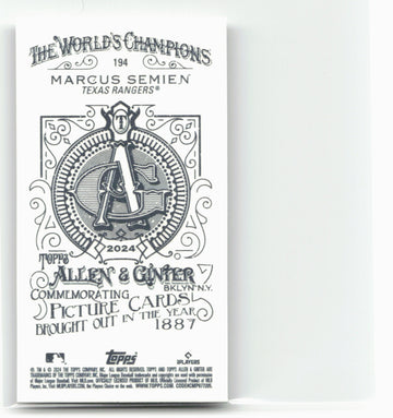 
2024 Topps Allen & Ginter #194 Marcus Semien Mini A & G Back