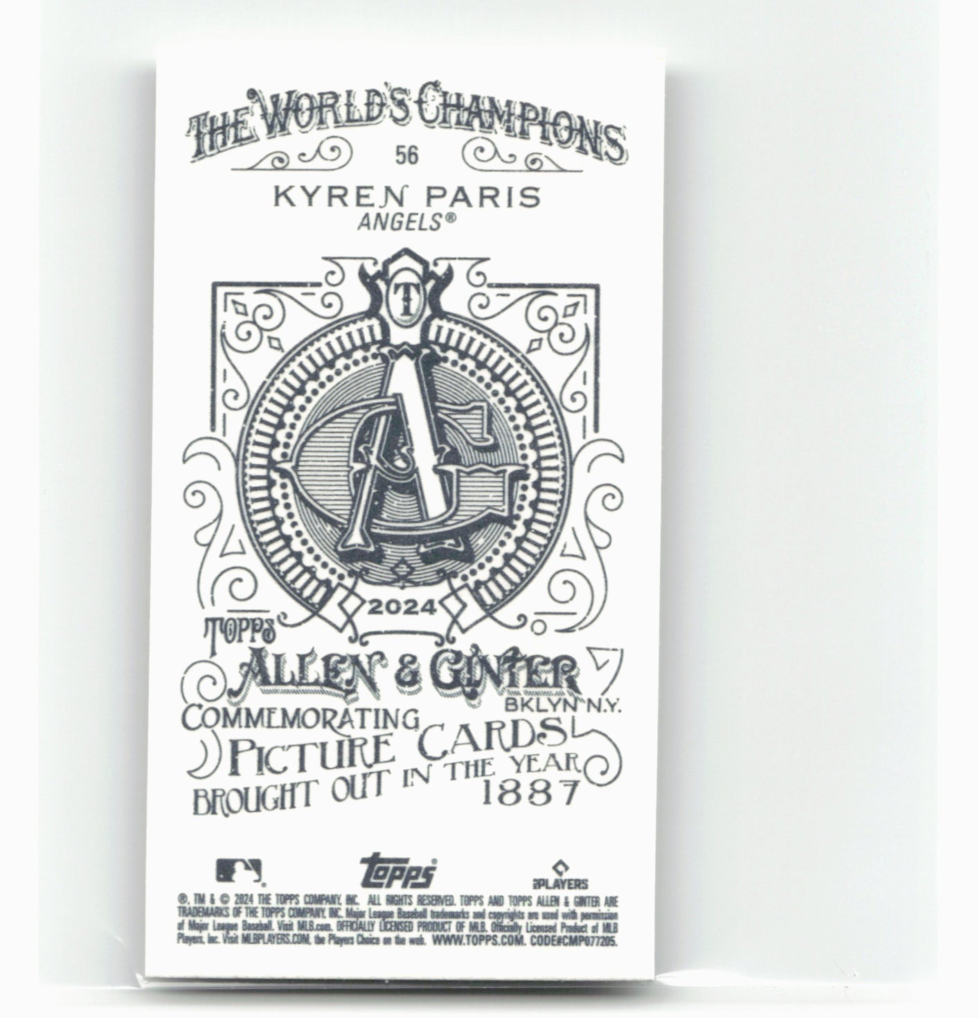 2024 Topps Allen & Ginter #56 Kyren Paris Mini A & G Back