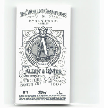 
2024 Topps Allen & Ginter #56 Kyren Paris Mini A & G Back