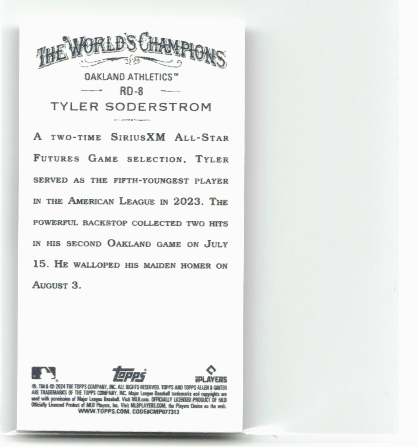 2024 Topps Allen & Ginter #RD-8 Tyler Soderstrom Mini Rookie Design Variations