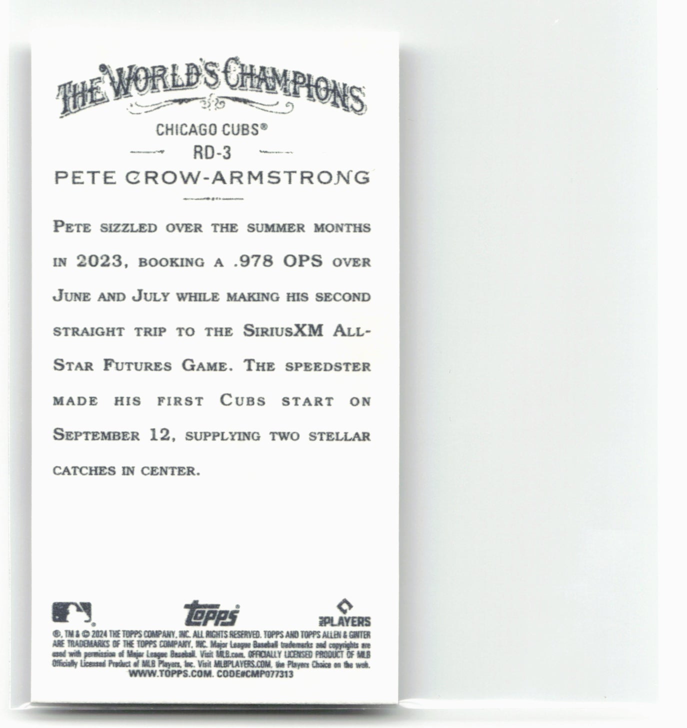 2024 Topps Allen & Ginter #RD-3 Pete Crow-Armstrong Mini Rookie Design