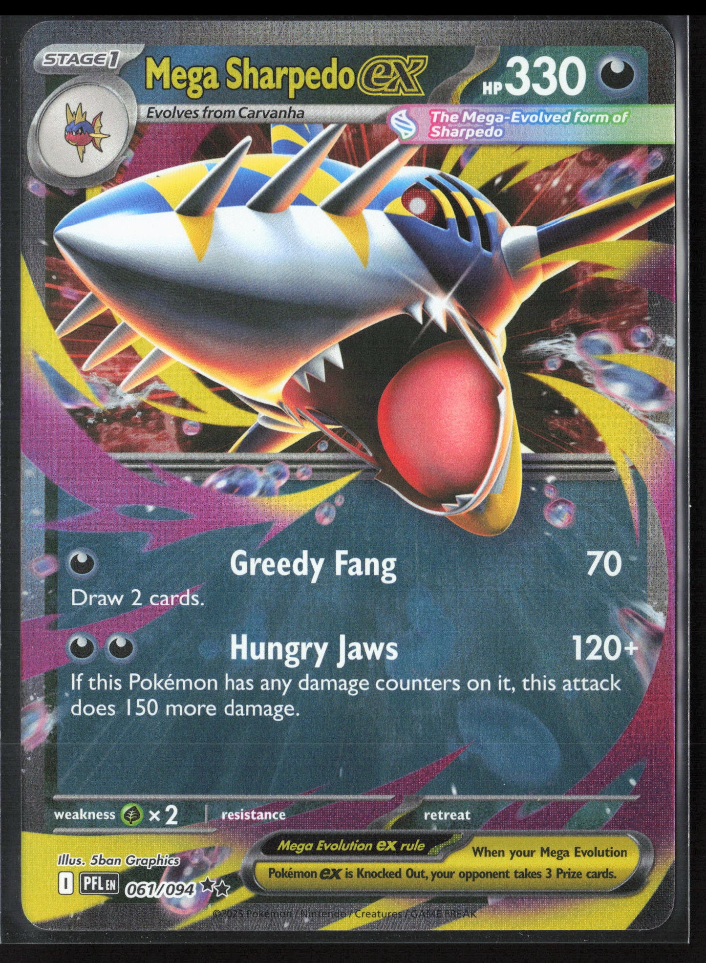 ME02: Phantasmal Flames #061/094 Mega Sharpedo ex Holo 27740