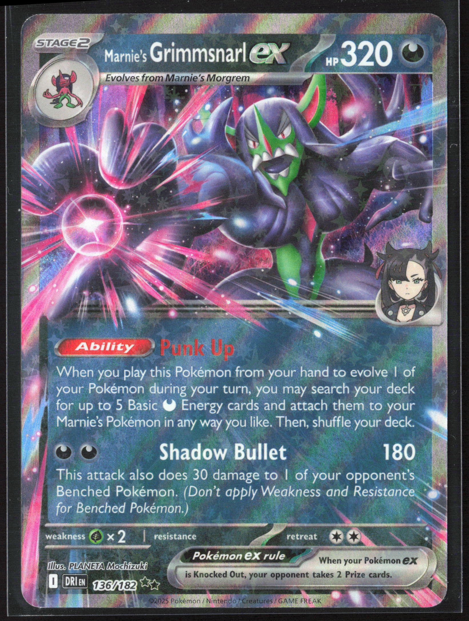 SV10: Destined Rivals #136/182 Marnie's Grimmsnarl ex Holo 27752