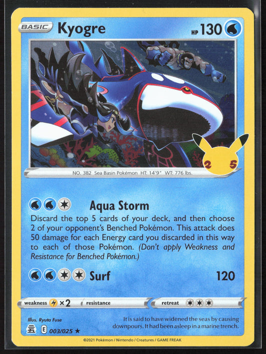 Celebrations #003/025 Kyogre Holo 27796