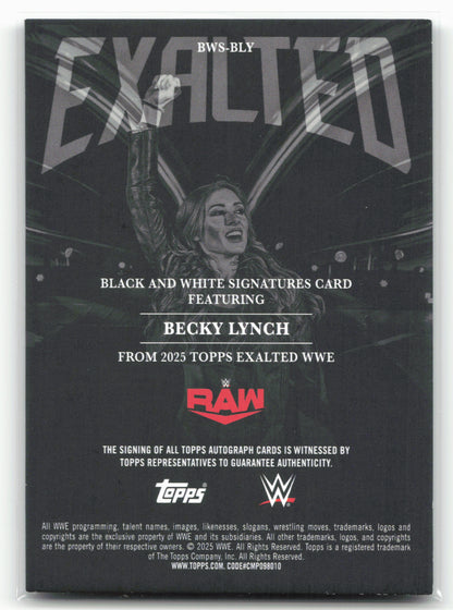 2025 Topps Exalted WWE #BWS-BLY Becky Lynch Black and White Signatures