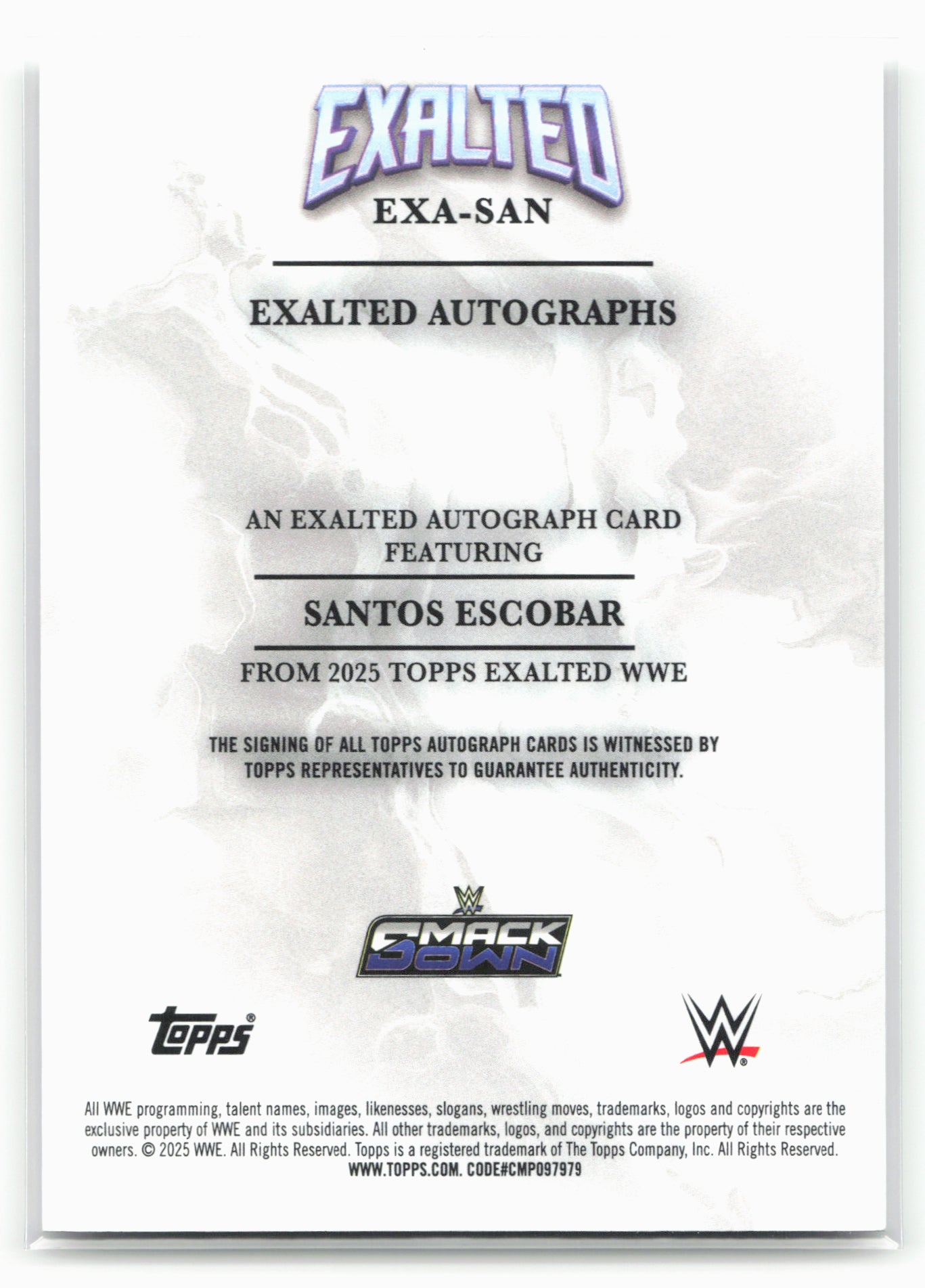 2025 Topps Exalted WWE #EXA-SAN Santos Escobar Exalted Autographs