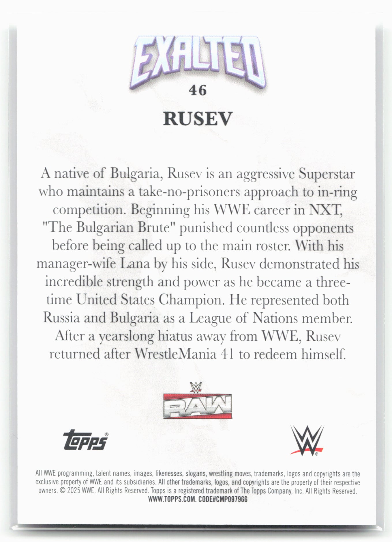 2025 Topps Exalted WWE #46 Rusev
