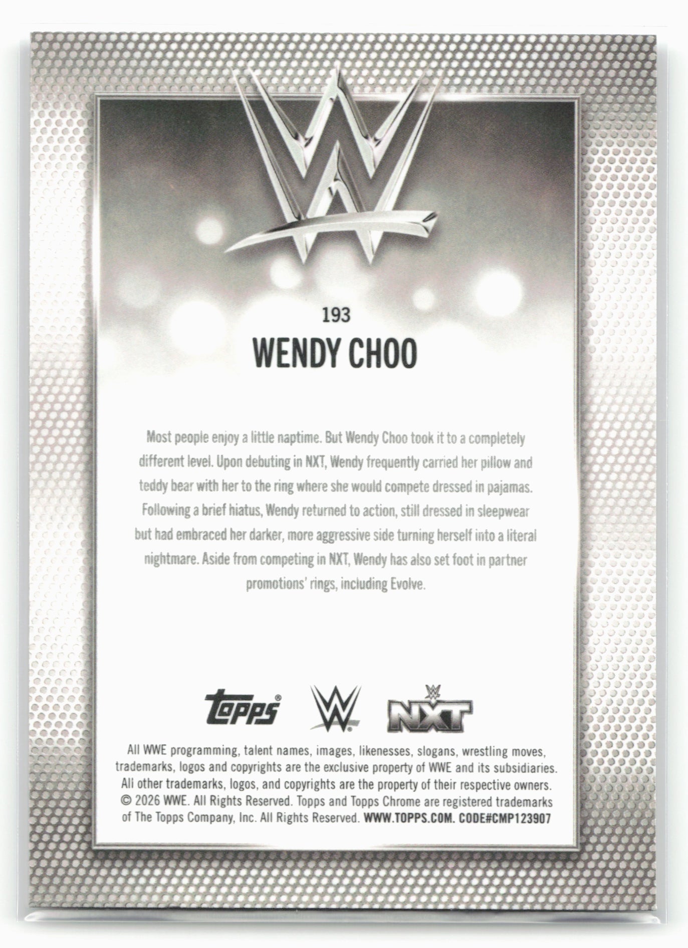 2026 Topps Chrome WWE - Sonar Refractor #193 Wendy Choo