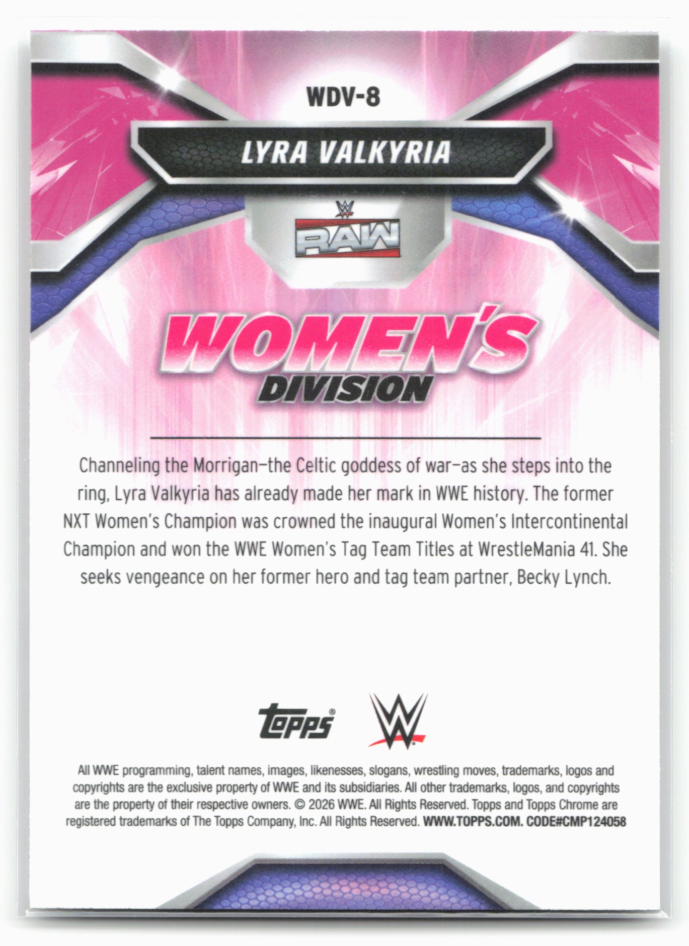 2026 Topps Chrome WWE #WDV-8 Lyra Valkyria Women's Division