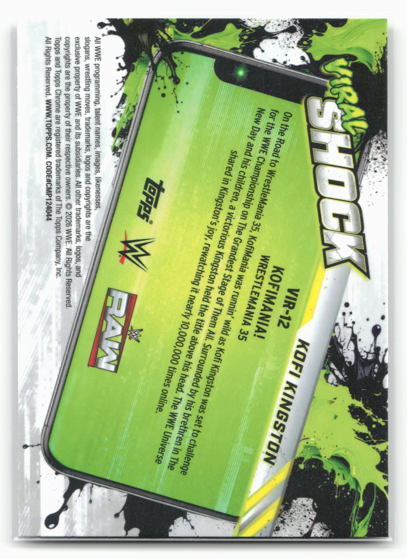 2026 Topps Chrome WWE #VIR-12 Kofi Kingston Viral Shock