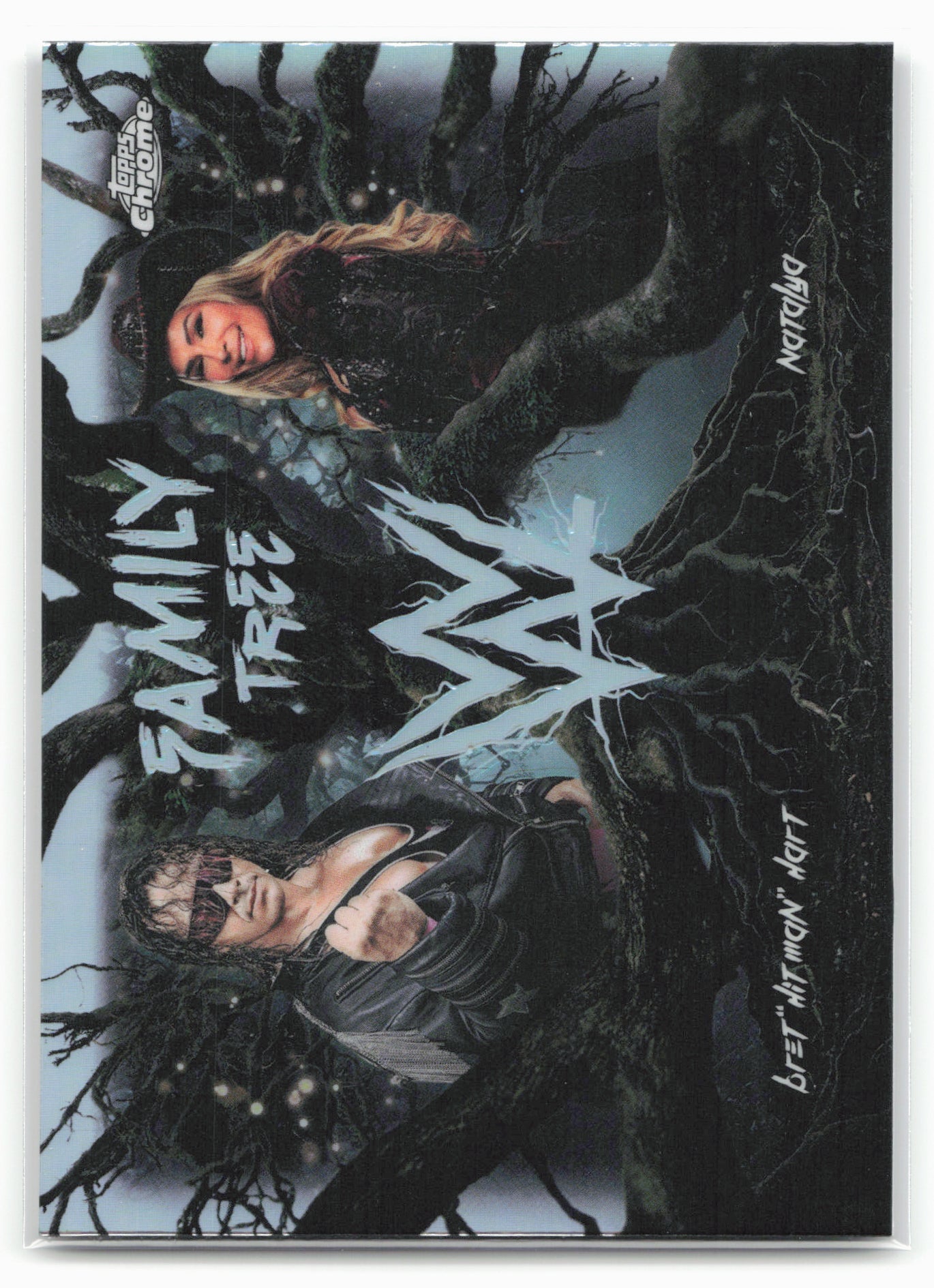 2026 Topps Chrome WWE #FAM-HN Bret "Hit Man" Hart / Natalya Family Tree
