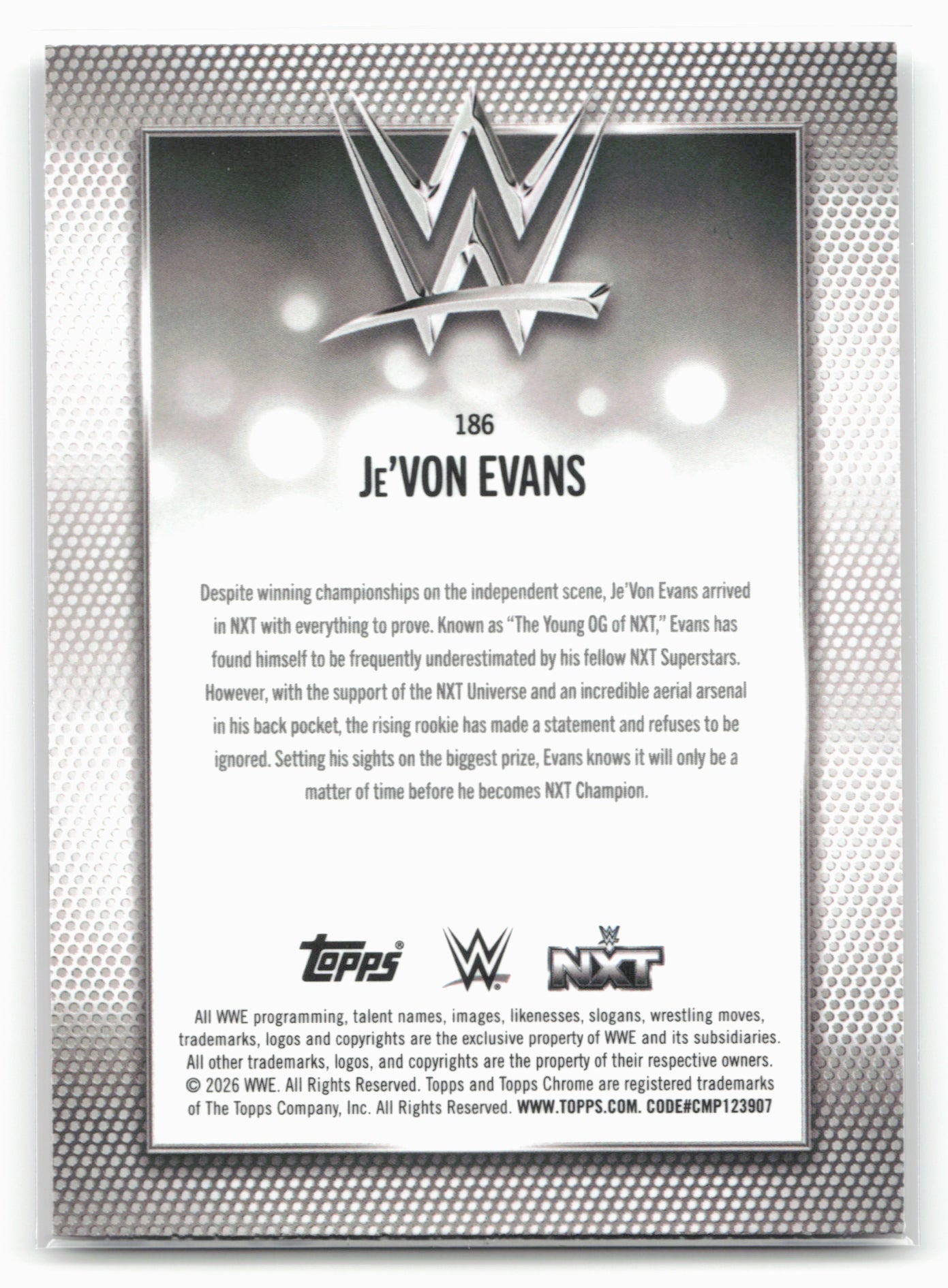 2026 Topps Chrome WWE - Pink Refractor #186 Je'Von Evans
