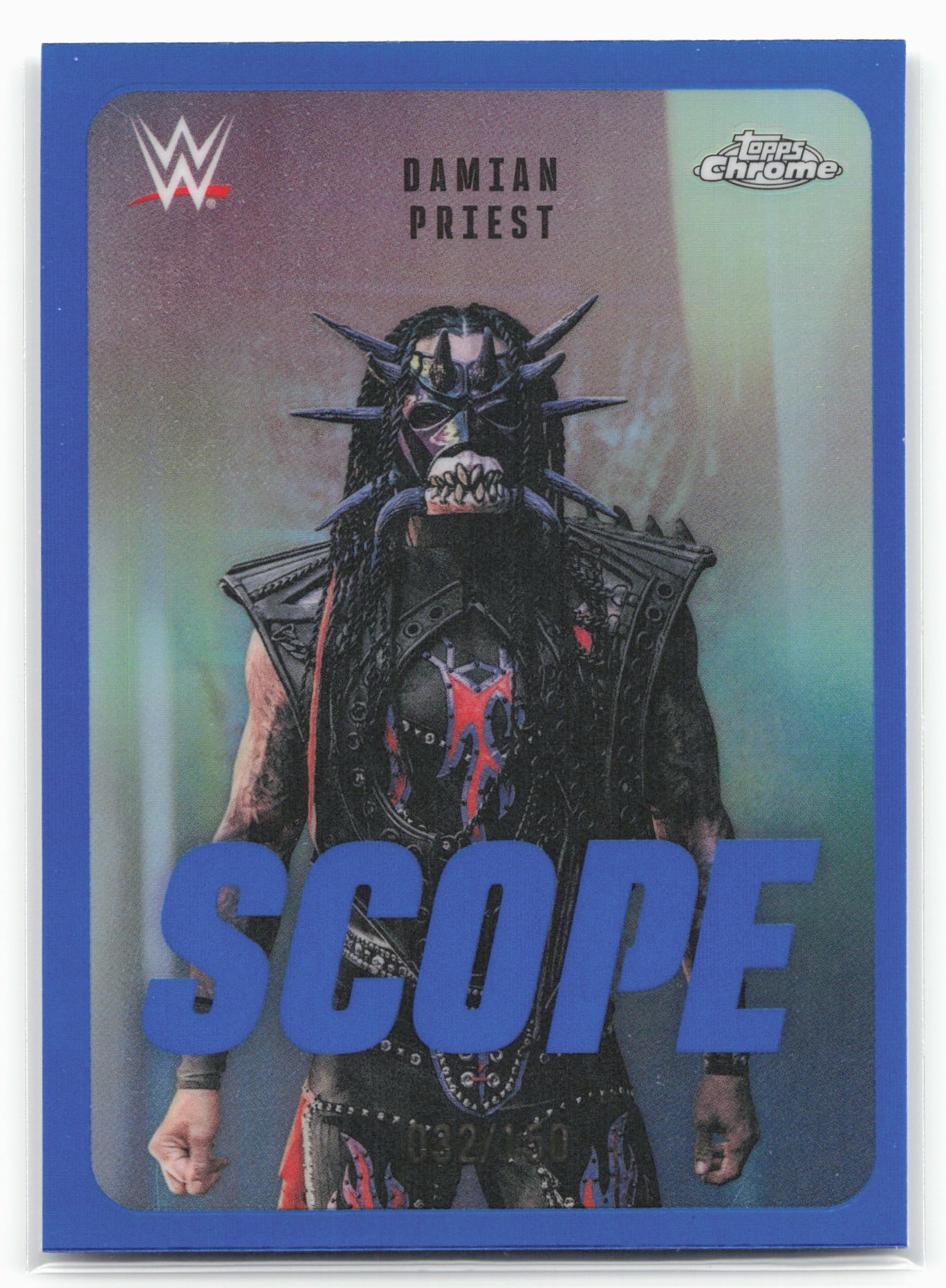 2026 Topps Chrome WWE #SCO-32 Damian Priest Scope Blue Refractor