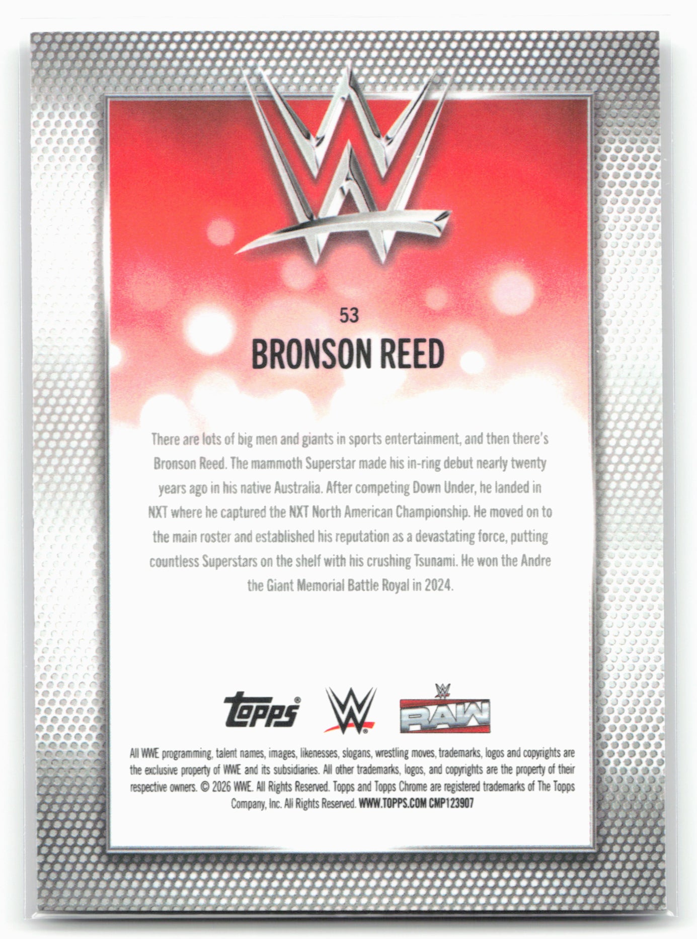 2026 Topps Chrome WWE - Purple Refractor #53 Bronson Reed