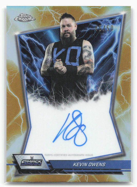 2026 Topps Chrome WWE #BBA-KEV Kevin Owens Autographs Gold Refractor #/50