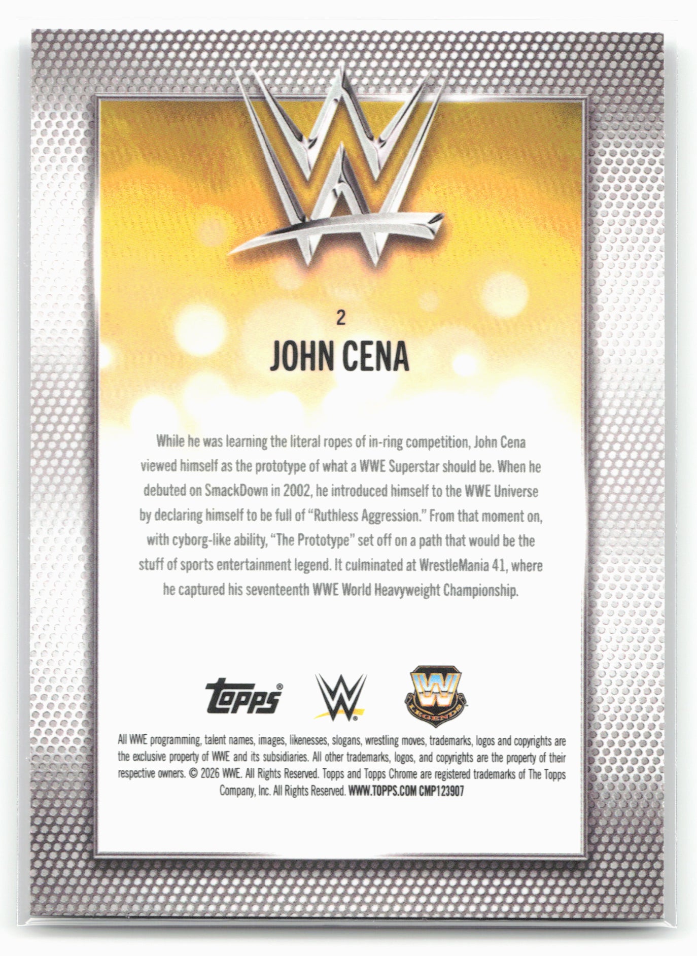 2026 Topps Chrome WWE #2 John Cena