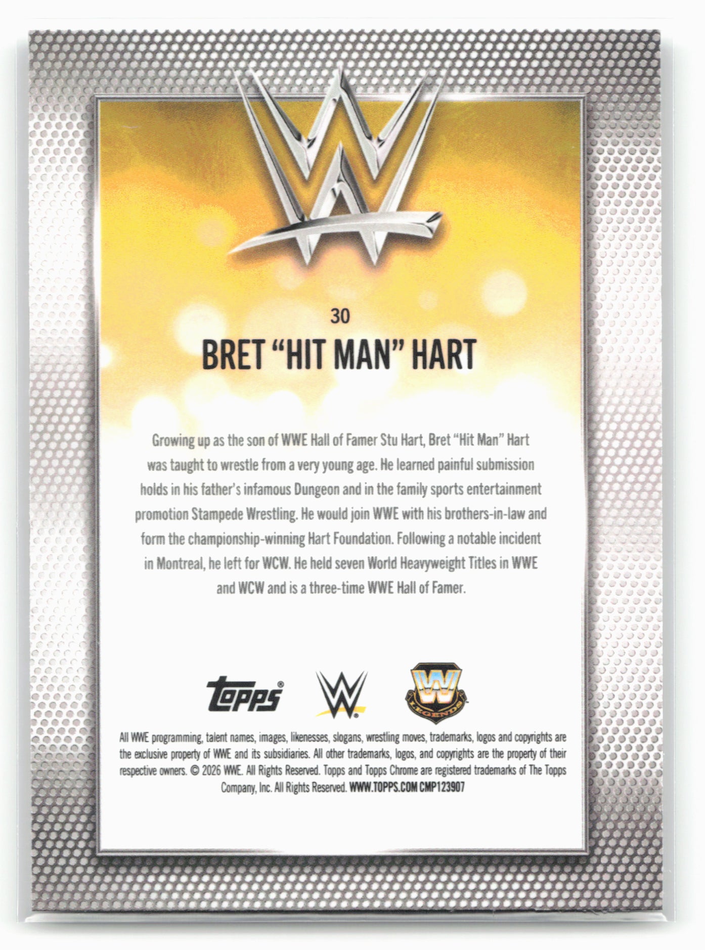 2026 Topps Chrome WWE #30 Bret "Hit Man" Hart