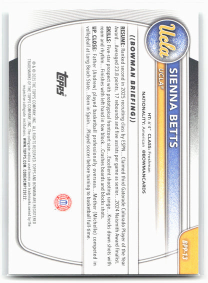 2025-26 Bowman #BPP-13 Sienna Betts Prospects