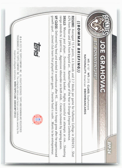 2025-26 Bowman #BPP-24 Joe Grahovac Prospects
