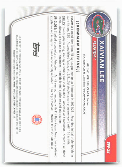 2025-26 Bowman #BPP-28 Xaivian Lee Prospects