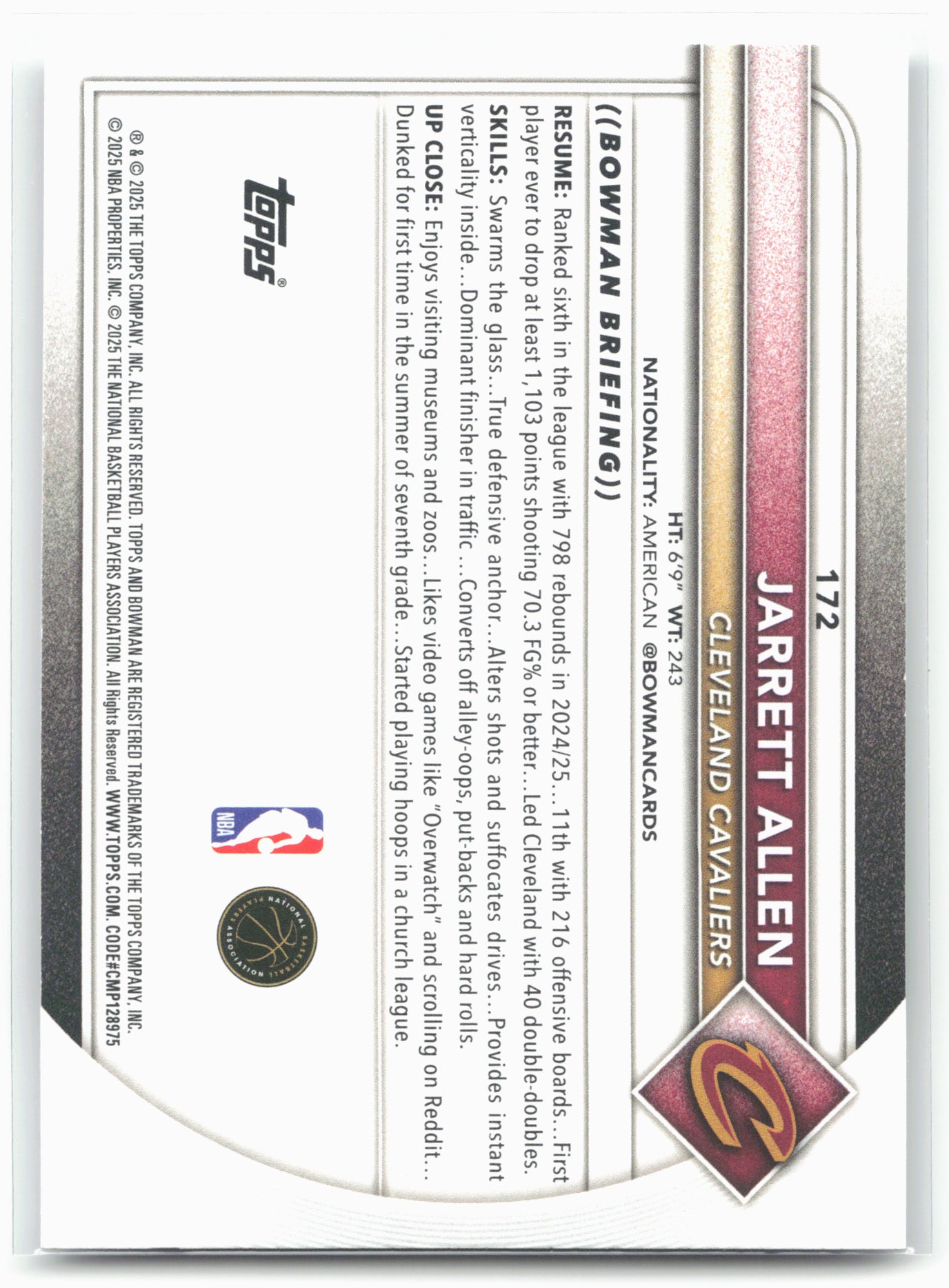 2025-26 Bowman #172 Jarrett Allen