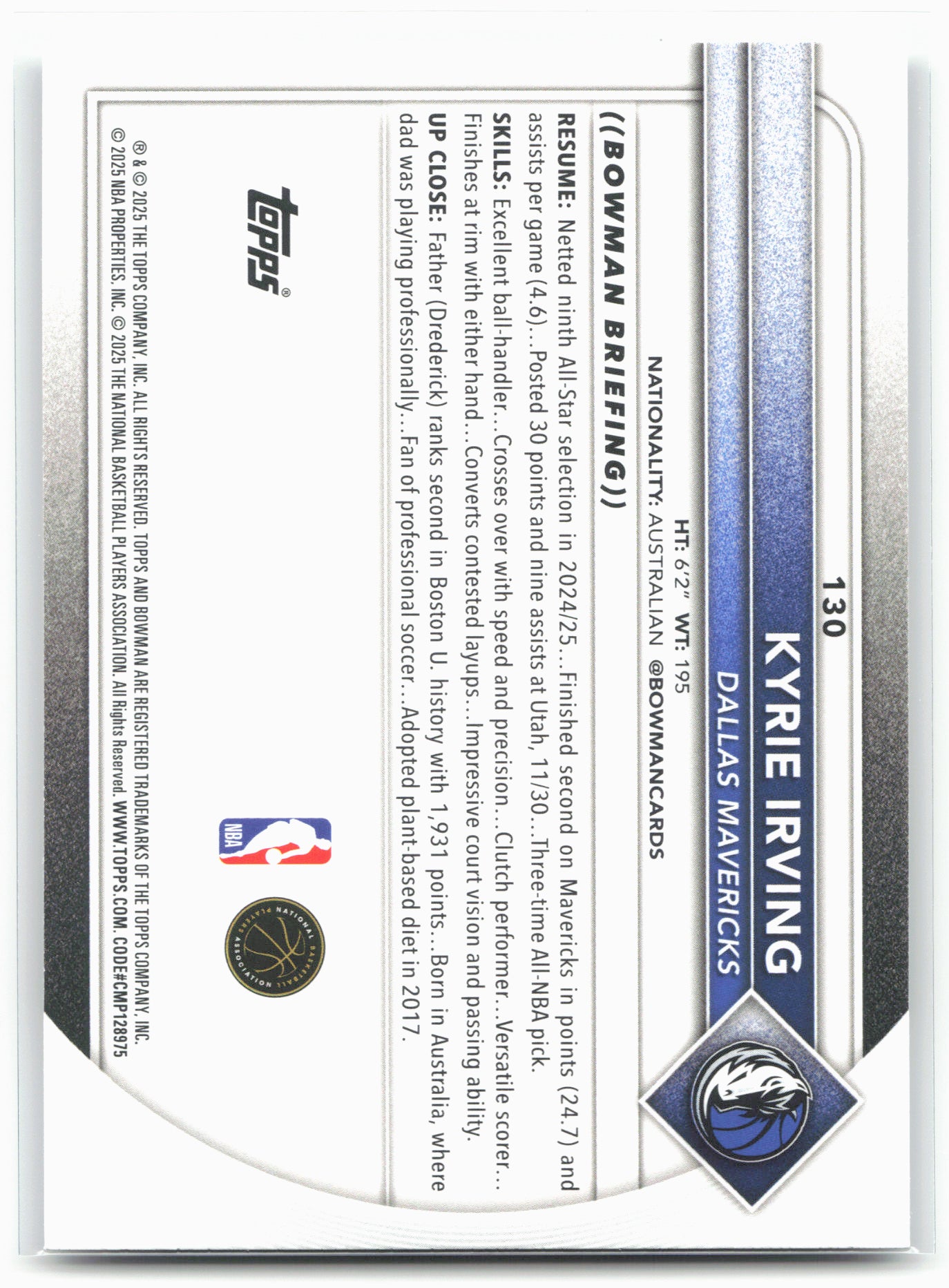 2025-26 Bowman #130 Kyrie Irving