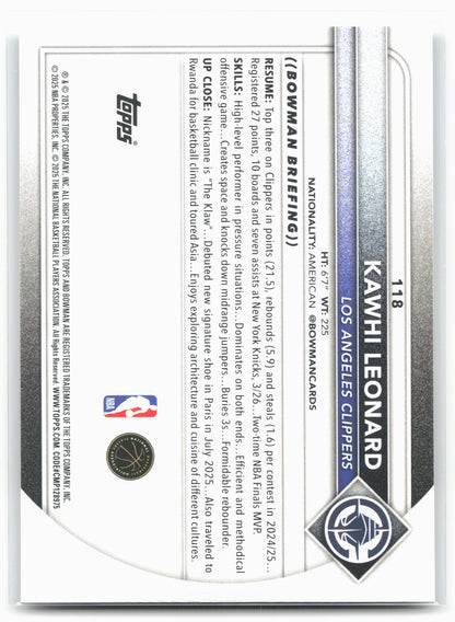 2025-26 Bowman #118 Kawhi Leonard