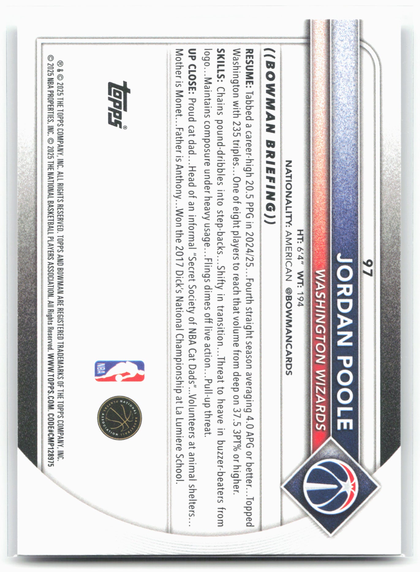 2025-26 Bowman #97 Jordan Poole