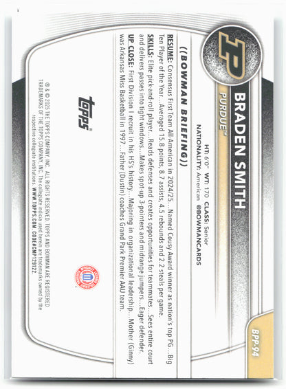 2025-26 Bowman #BPP-94 Braden Smith Prospects