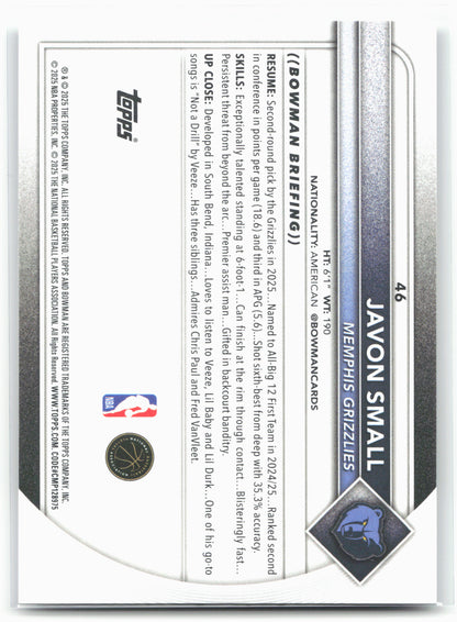 2025-26 Bowman #46 Javon Small