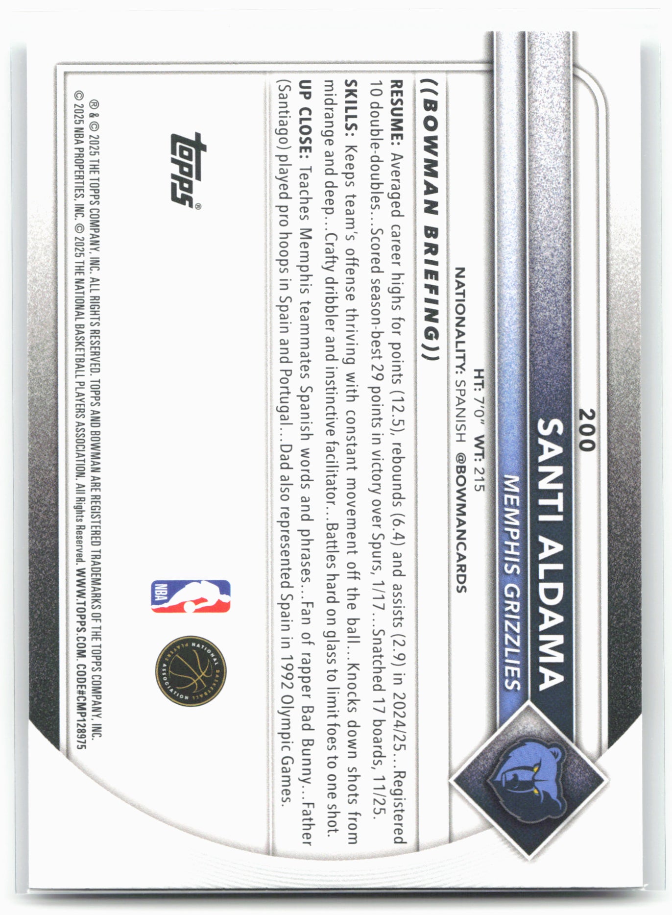 2025-26 Bowman #200 Santi Aldama