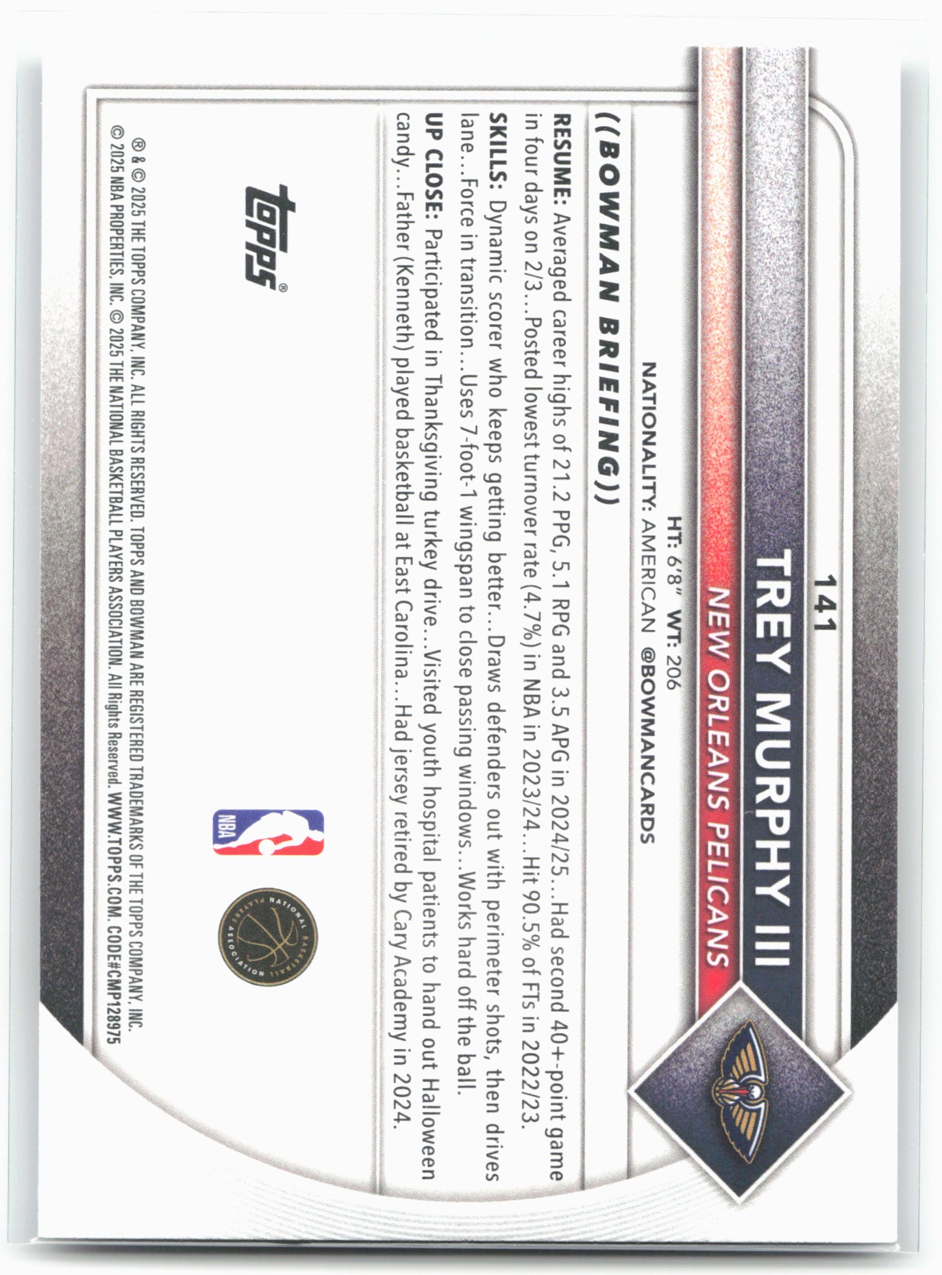 2025-26 Bowman #141 Trey Murphy III