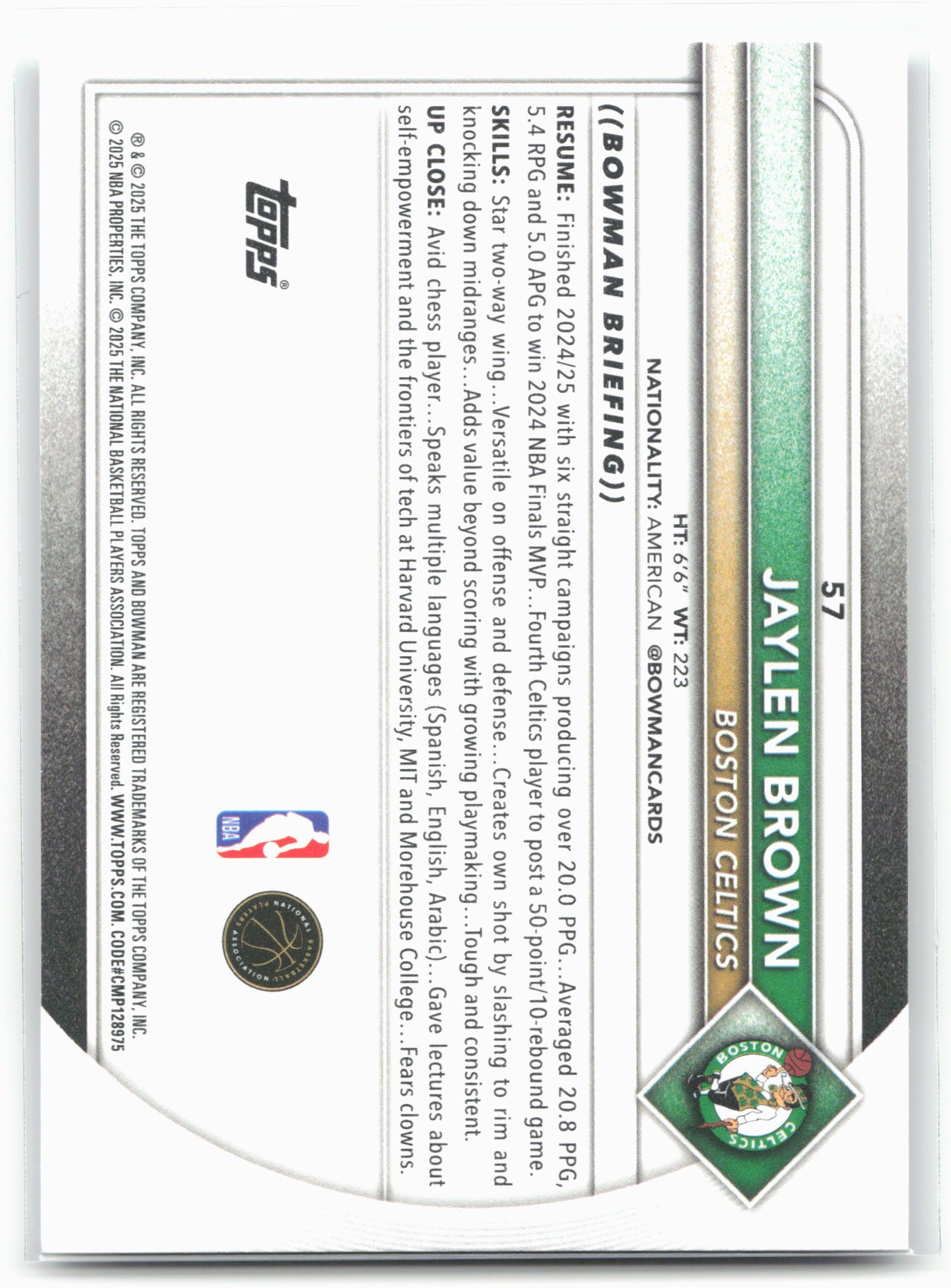 2025-26 Bowman #57 Jaylen Brown