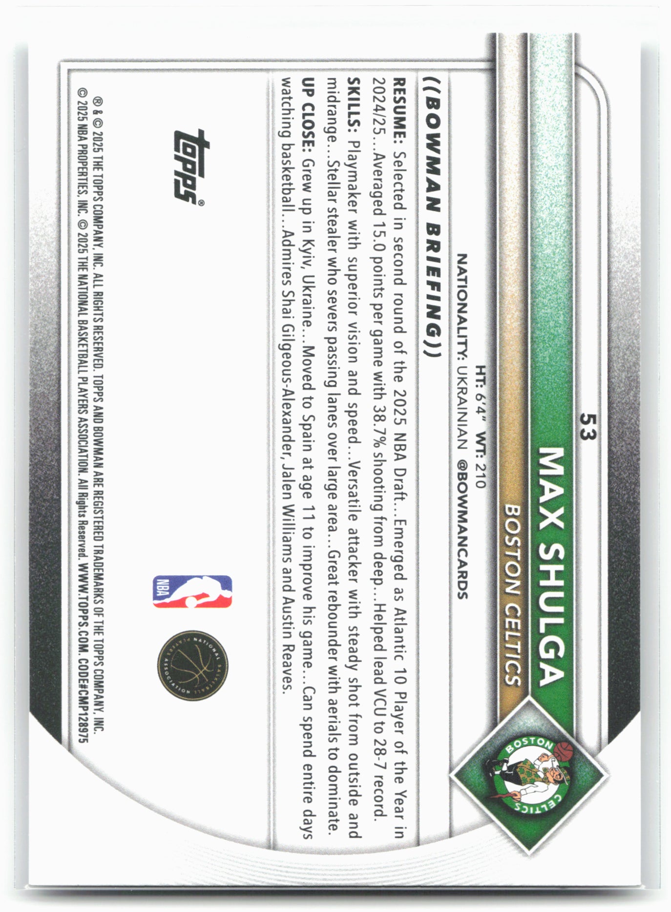 2025-26 Bowman #53 Max Shulga